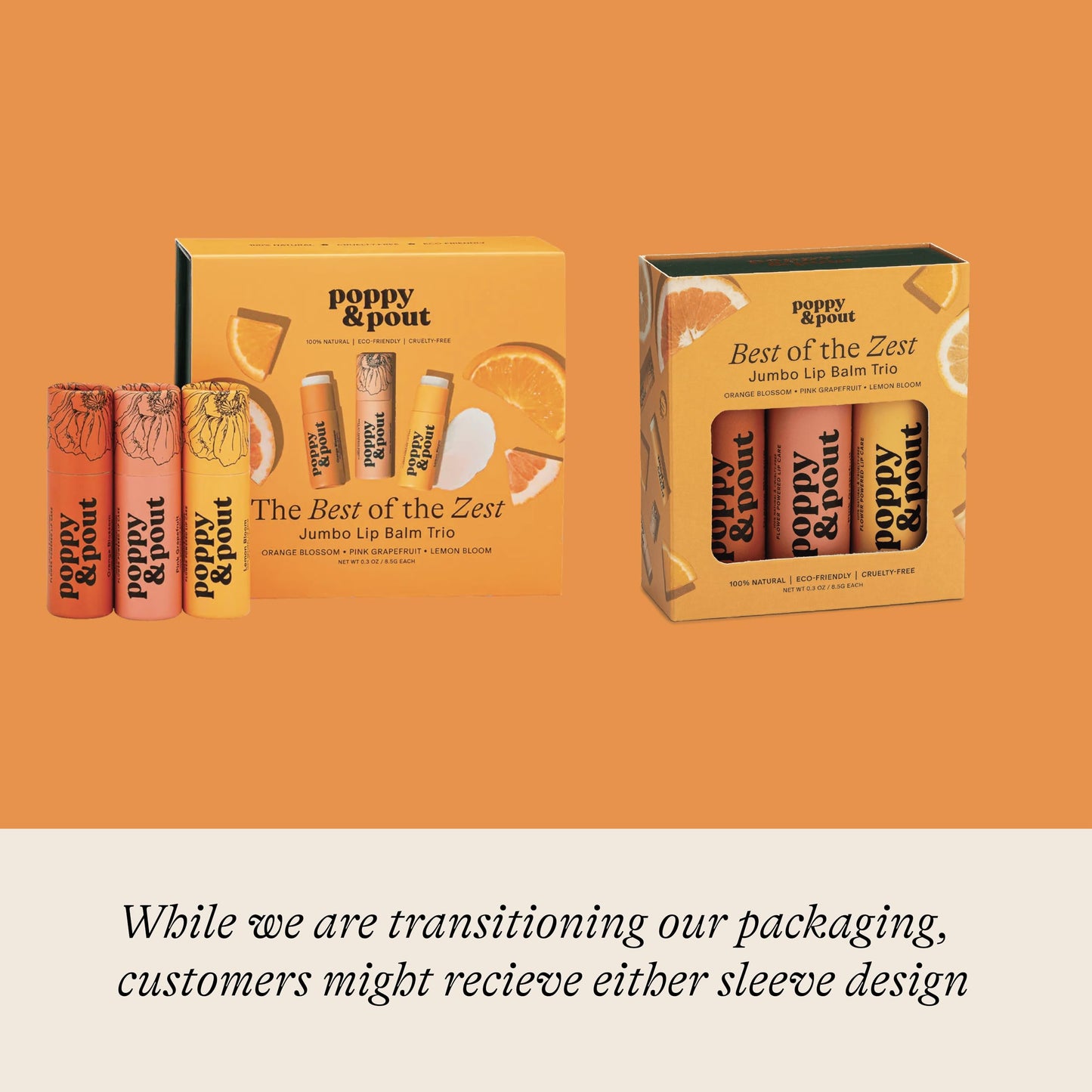 Jumbo Lip Balm Gift Set (3-Pack, Citrus Flavors) - Poppy & Pout All Natural Lip Balms & Moisturizers - Hydrates with Beeswax, Vitamin E, Organic Beauty and Personal Care Poppy & Pout