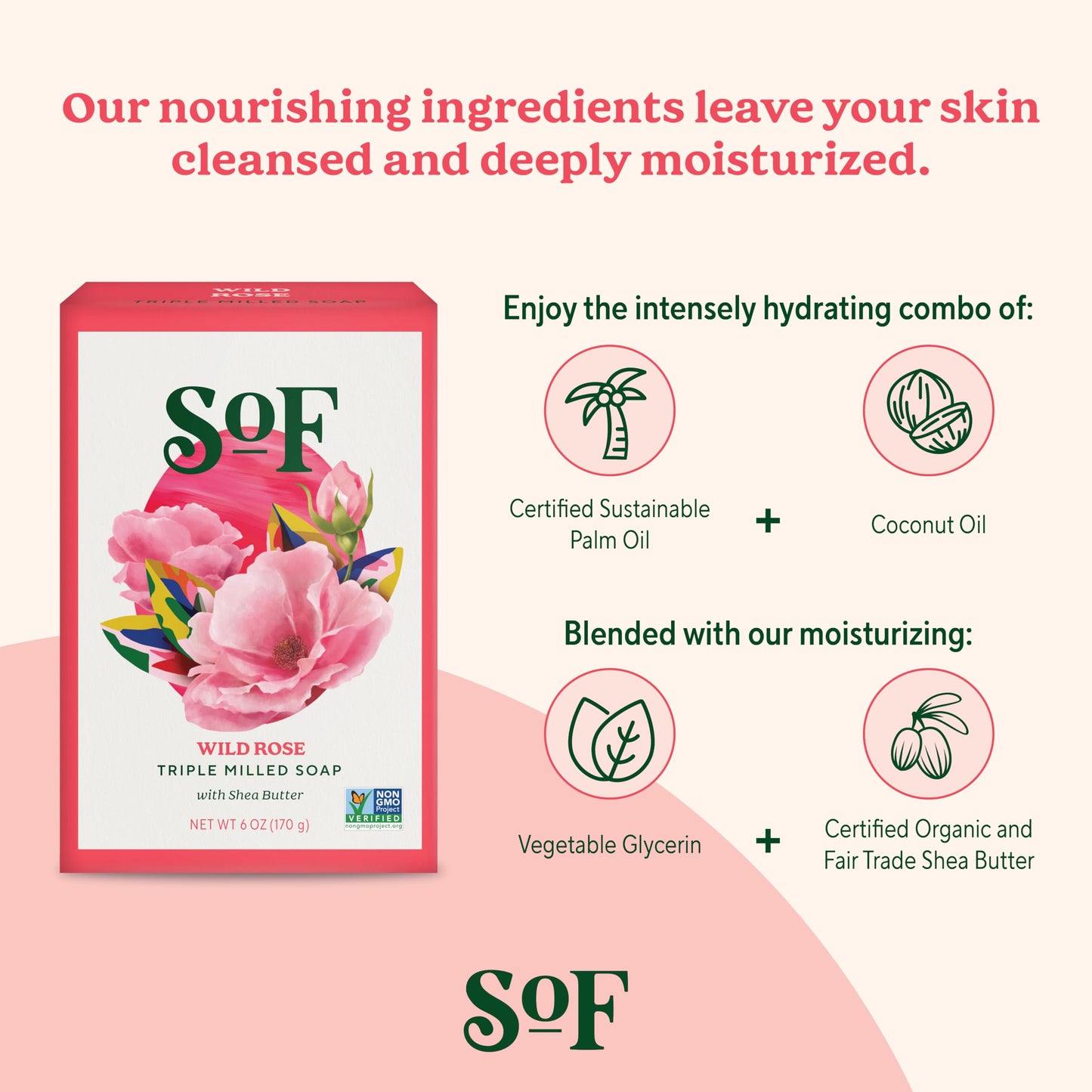South Of France SoF Triple Milled Bar Soap - With Coconut Oil & Organic Shea Butter- Vegan & Non GMO- Free From Phthalates, Sulfates & Parabens- Wild Beauty & Personal Care South Of France