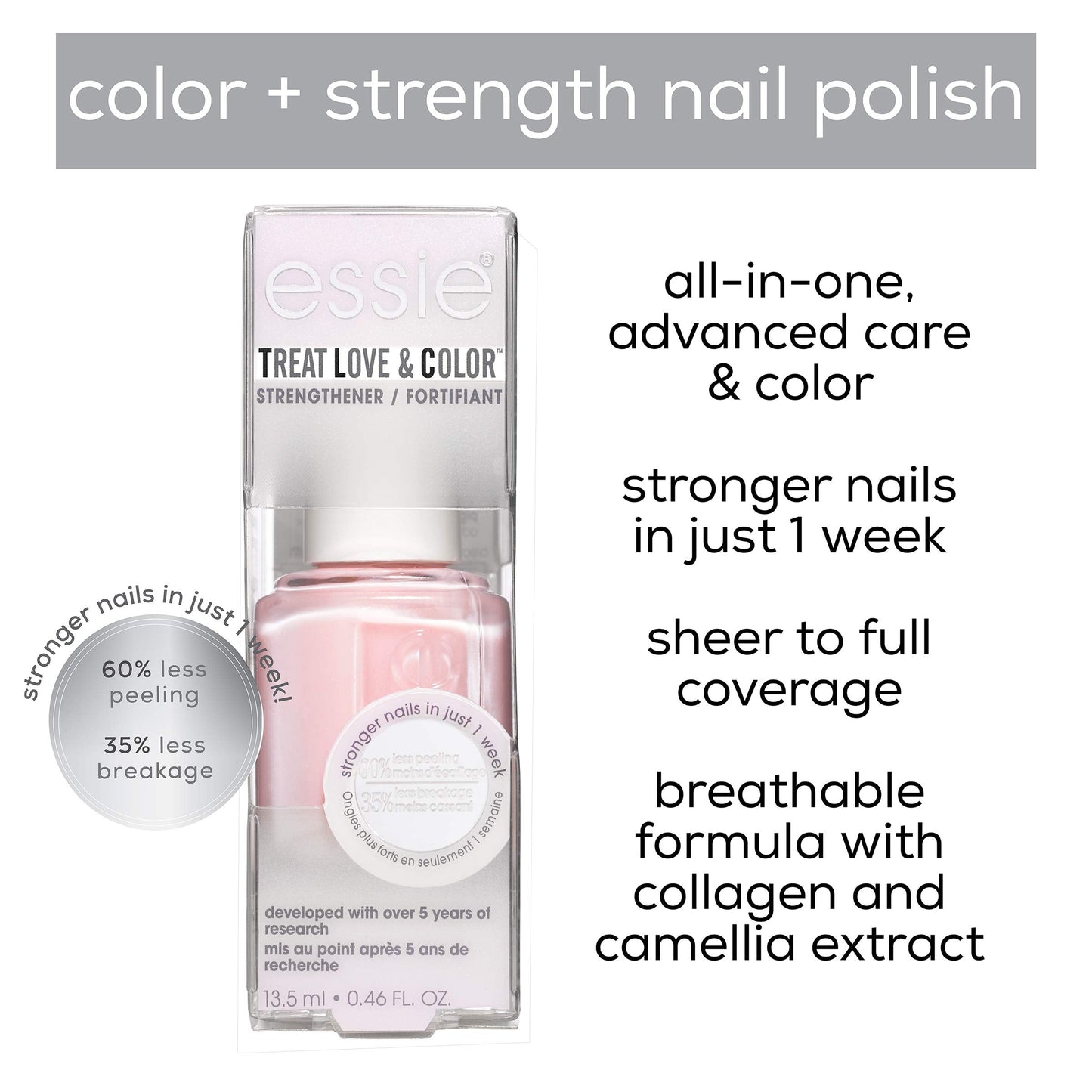 essie treat love & color strengthener for normal to dry/brittle nails pinked to perfection 0.46 fluid ounces Beauty & Personal Care essie