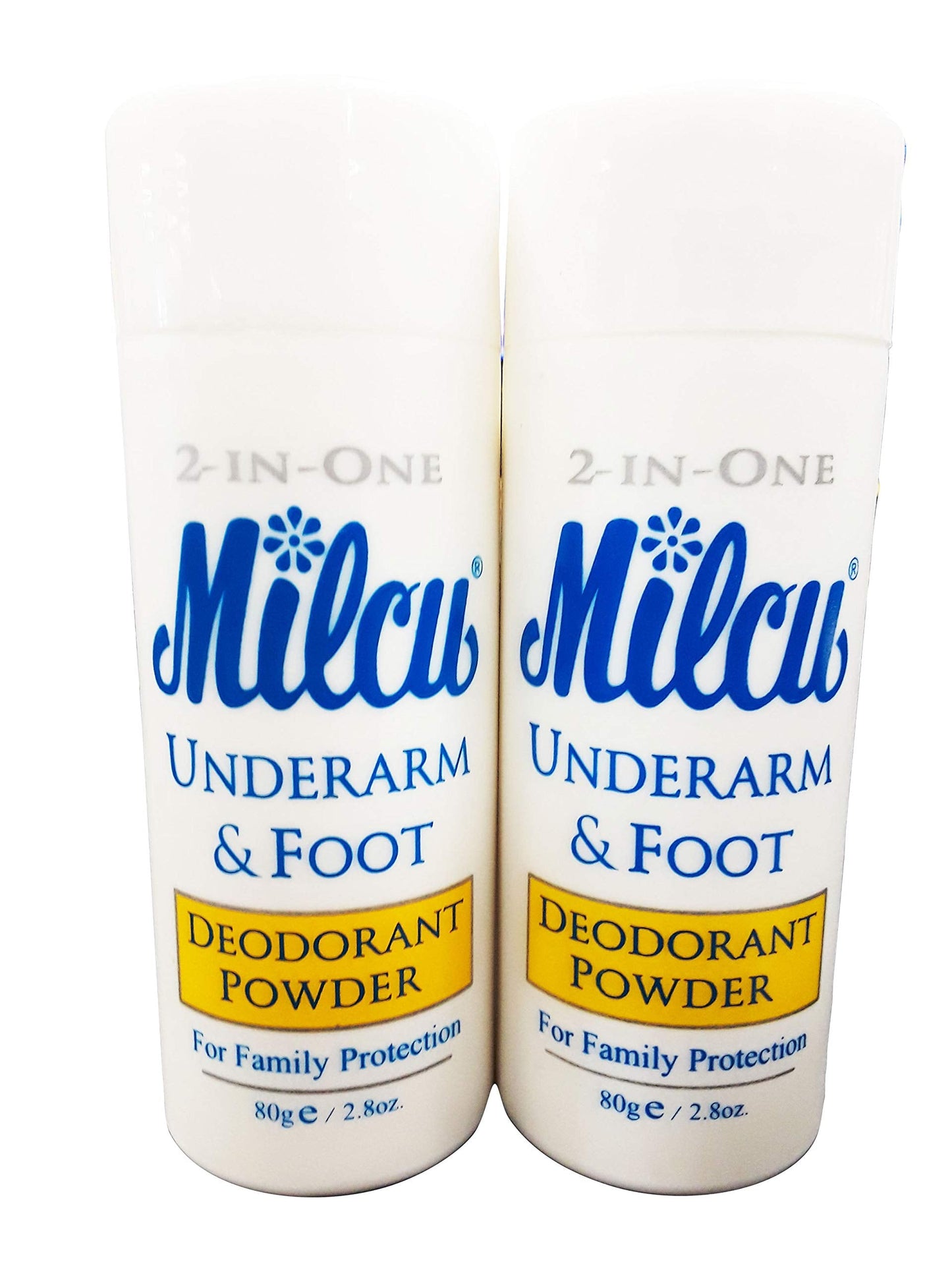 Milcu Underarm & Foot Deodorant Powder 80g per Bottle, 2 Pack Beauty and Personal Care Milcu
