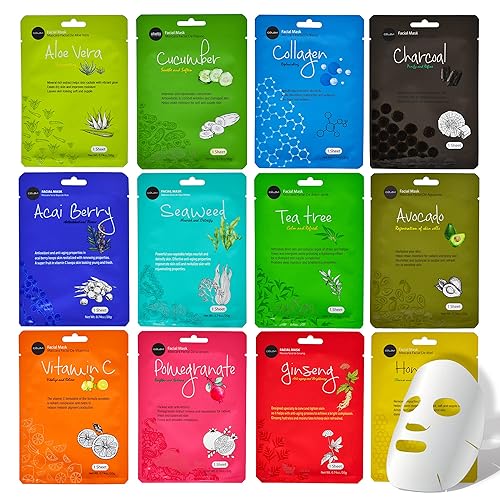Celavi Essence Face Mask Paper Sheet Korea Skin Care Moisturizing 12 Pack Classic Facial Beauty Beauty & Personal Care Celavi Cosmetics