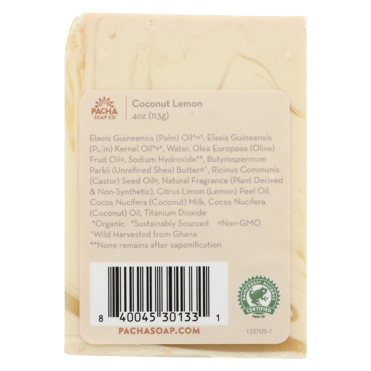 PACHA SOAP Coconut Lemon Bar Soap, 4 OZ Beauty & Personal Care Pacha Soap Co