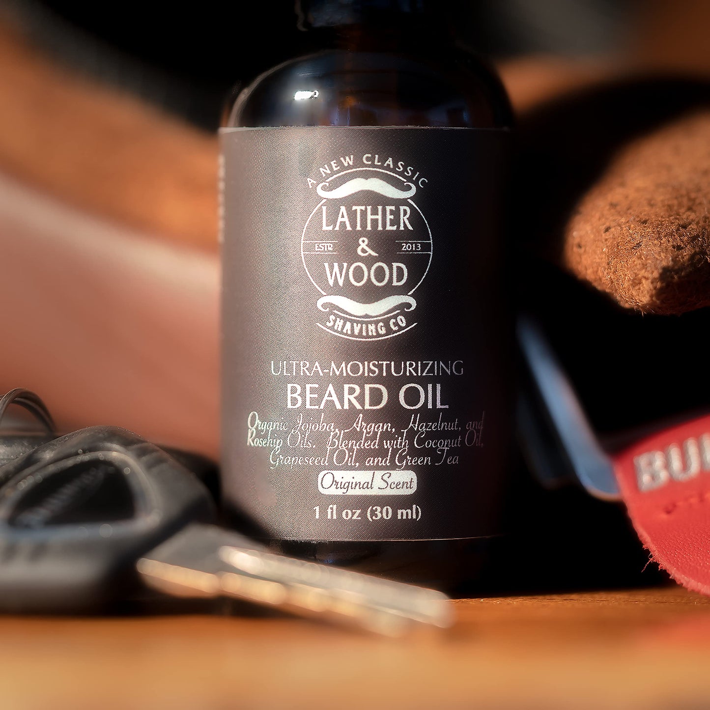 Lather & Wood Beard Oil For Men - Premium Blend - Spill-proof Pump - Original Scent - 1oz Beauty & Personal Care Lather & Wood Shaving Co