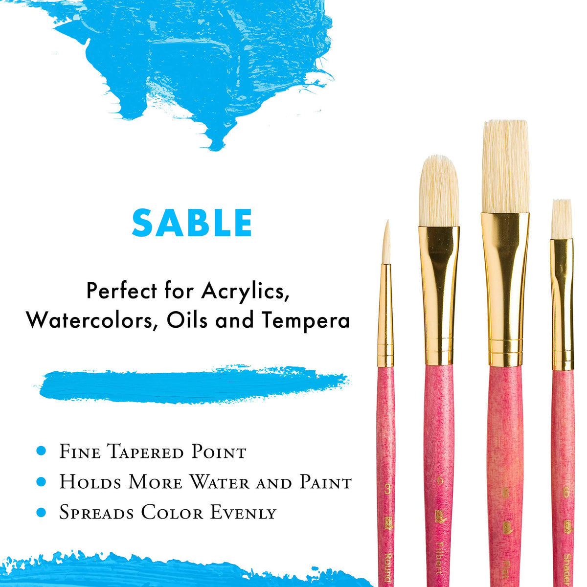 Princeton Real Value, Series 9100, Paint Brush Sets for Acrylic, Oil & Watercolor Painting, NAT-Bristle (Rnd 3, Shader 6, FLB 6, Flat 8)