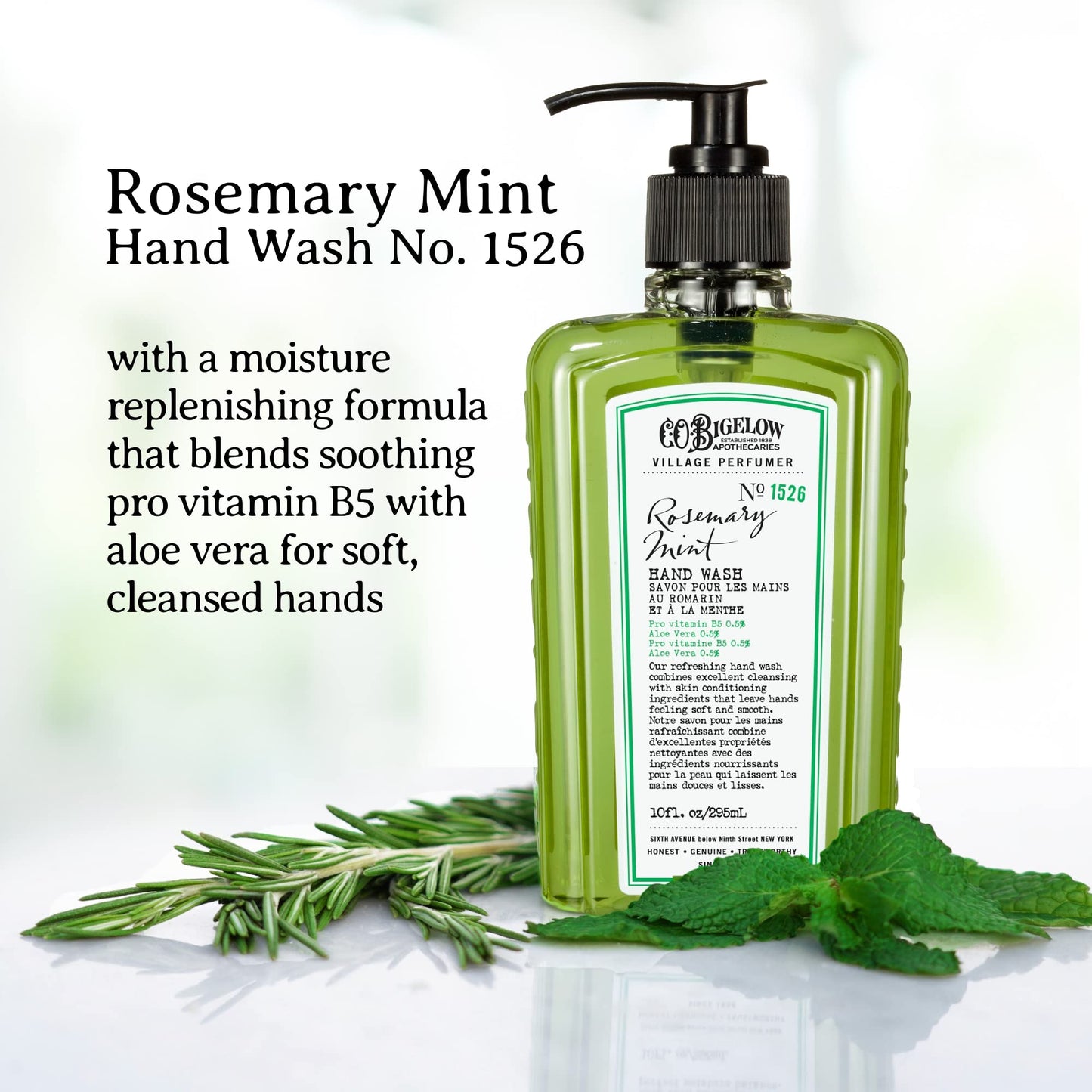 C.O. Bigelow Rosemary Mint Hand Wash, Village Perfumer Liquid Hand Soap with Aloe Vera & B5, 10 Fl Oz Beauty & Personal Care C. O. Bigelow