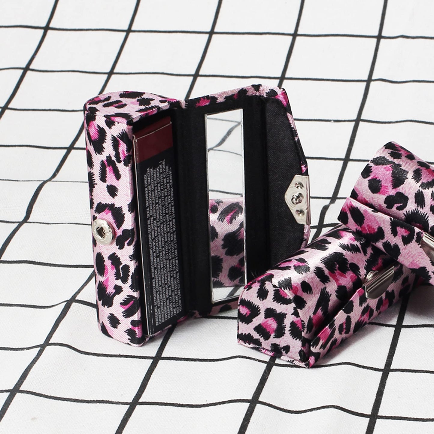 Tiger007 Lipstick Case with Mirror, 3 pcs Lipstick Case Holder with Leopard Pattern Style, Vintage Leopard Print Cloth Lipstick Box (Leopard pattern) Beauty & Personal Care Tiger007