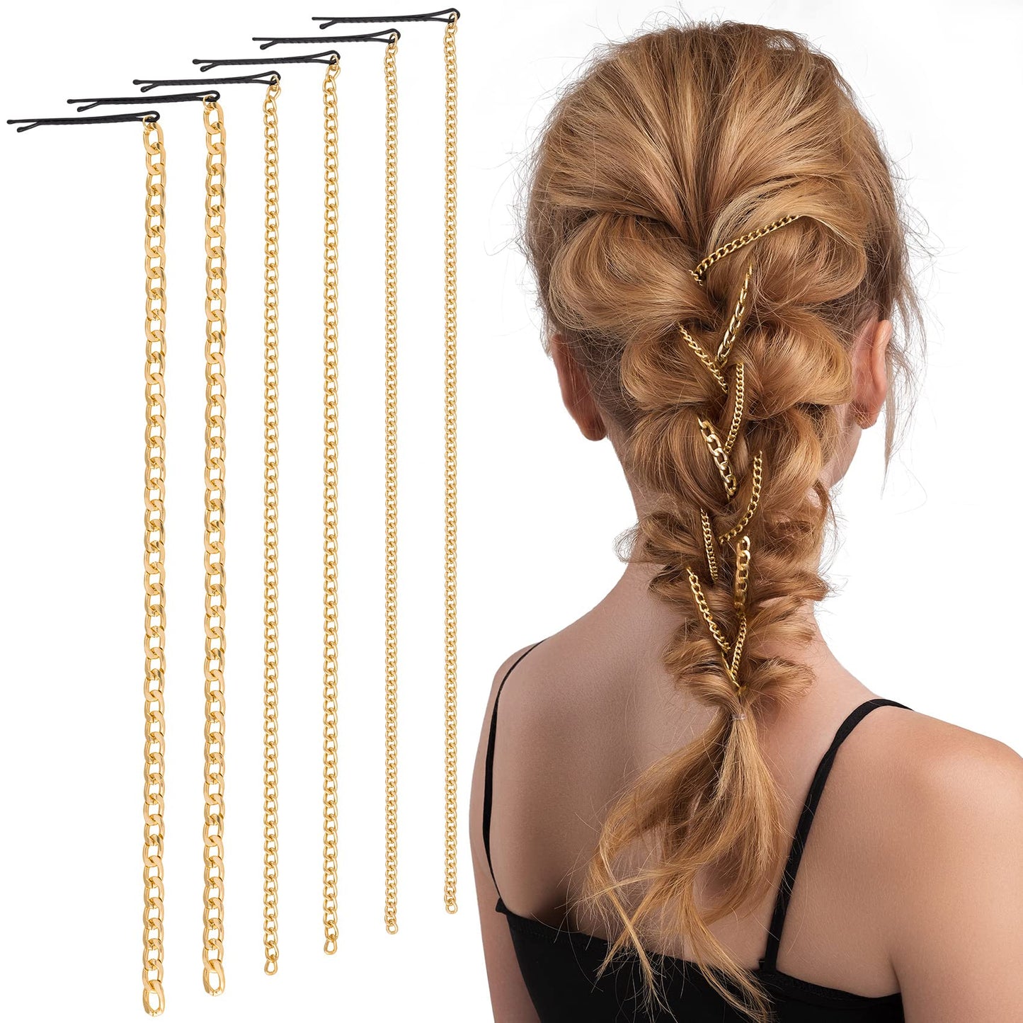 PAGOW 6Pcs Punk Gold Hair Chains with Tassels for Women and Girls, Ponytail Multi Strand Head Accessories with Clips for Nightclub, Christmas Beauty & Personal Care PAGOW