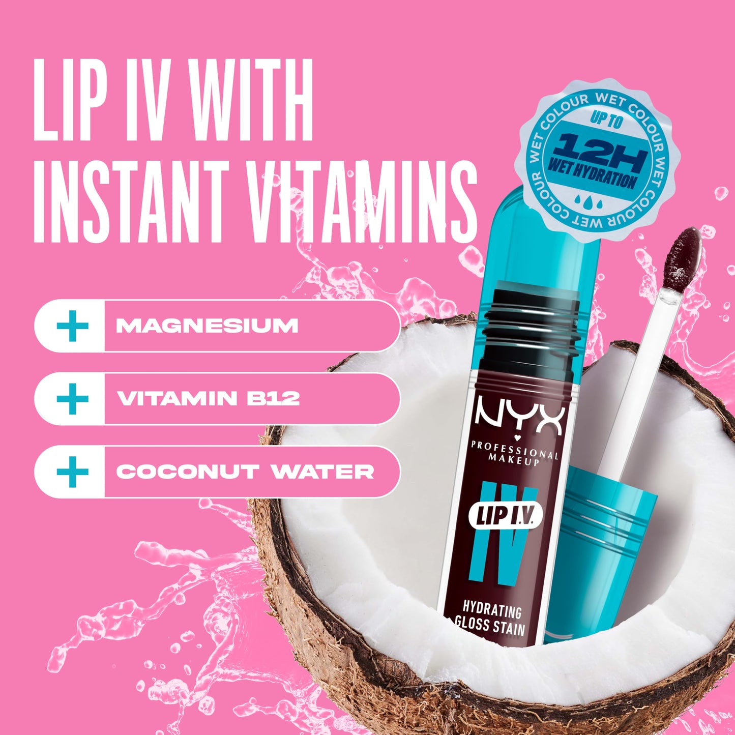 NYX PROFESSIONAL MAKEUP Lip IV Hydrating Glossy Lip Stain with 12HR Hydration - Mauve N Moist (Purple) Beauty & Personal Care NYX PROFESSIONAL MAKEUP