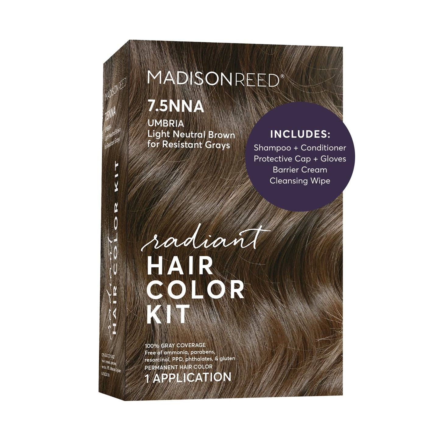 Madison Reed Radiant Hair Color Kit - 7.5NNA Light Neutral Brown (Umbria Brown), Permanent Hair Dye for Resistant Grays, 100% Gray Coverage | PPD-Free Beauty & Personal Care Madison Reed