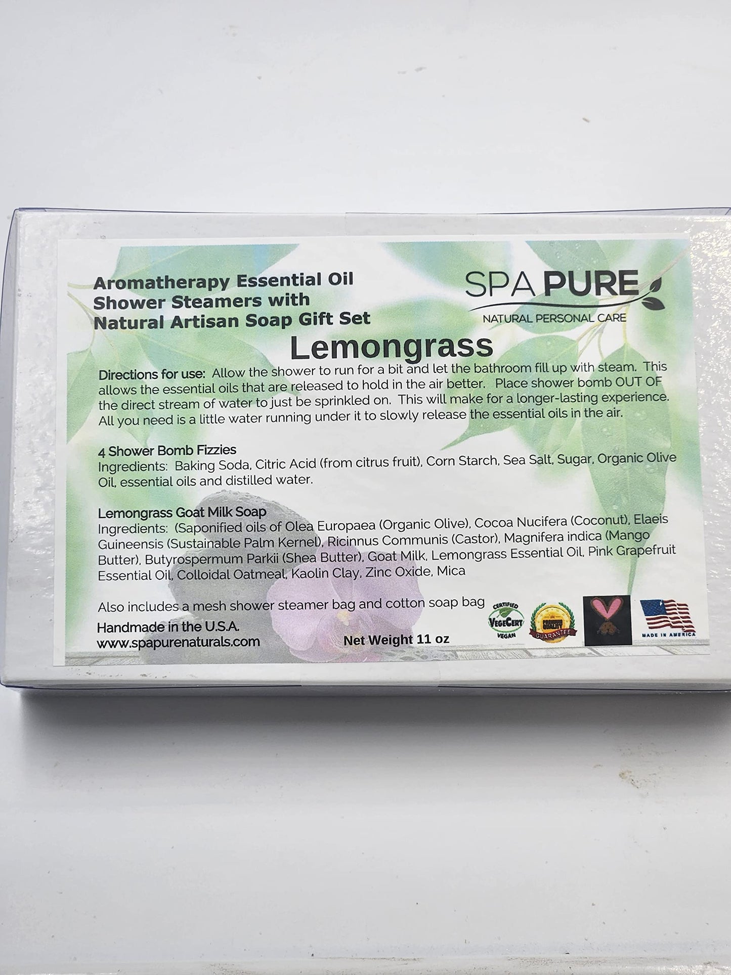 Spa Pure Aromatherapy Gift Set: Lemongrass Artisan soap, 4 Shower Steamers, made with plant based ingredients, essential oils, all natural Beauty and Personal Care Spa Pure