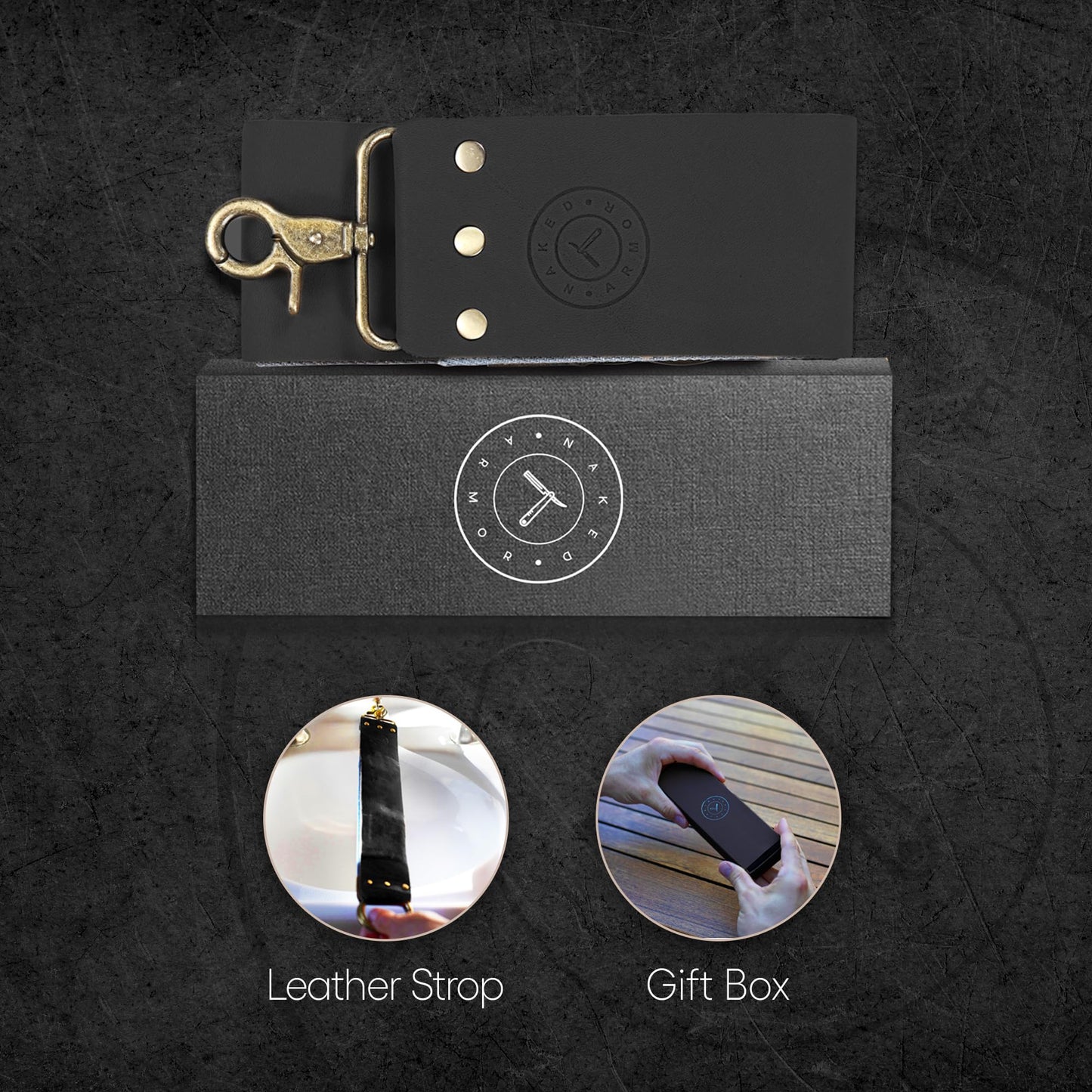 Naked Armor Straight Razor Leather Strop - 2.5" x 15" Cow Leather Razor Blade Sharpener with Brass Hooks, Black Beauty and Personal Care Naked Armor
