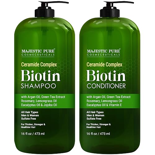 MAJESTIC PURE Biotin Shampoo and Conditioner Set - With Essential Oils & Ceramides - Helps Hair Growth, Thickening, Dry & Colored Hair - Sulfate Free Beauty & Personal Care Majestic Pure