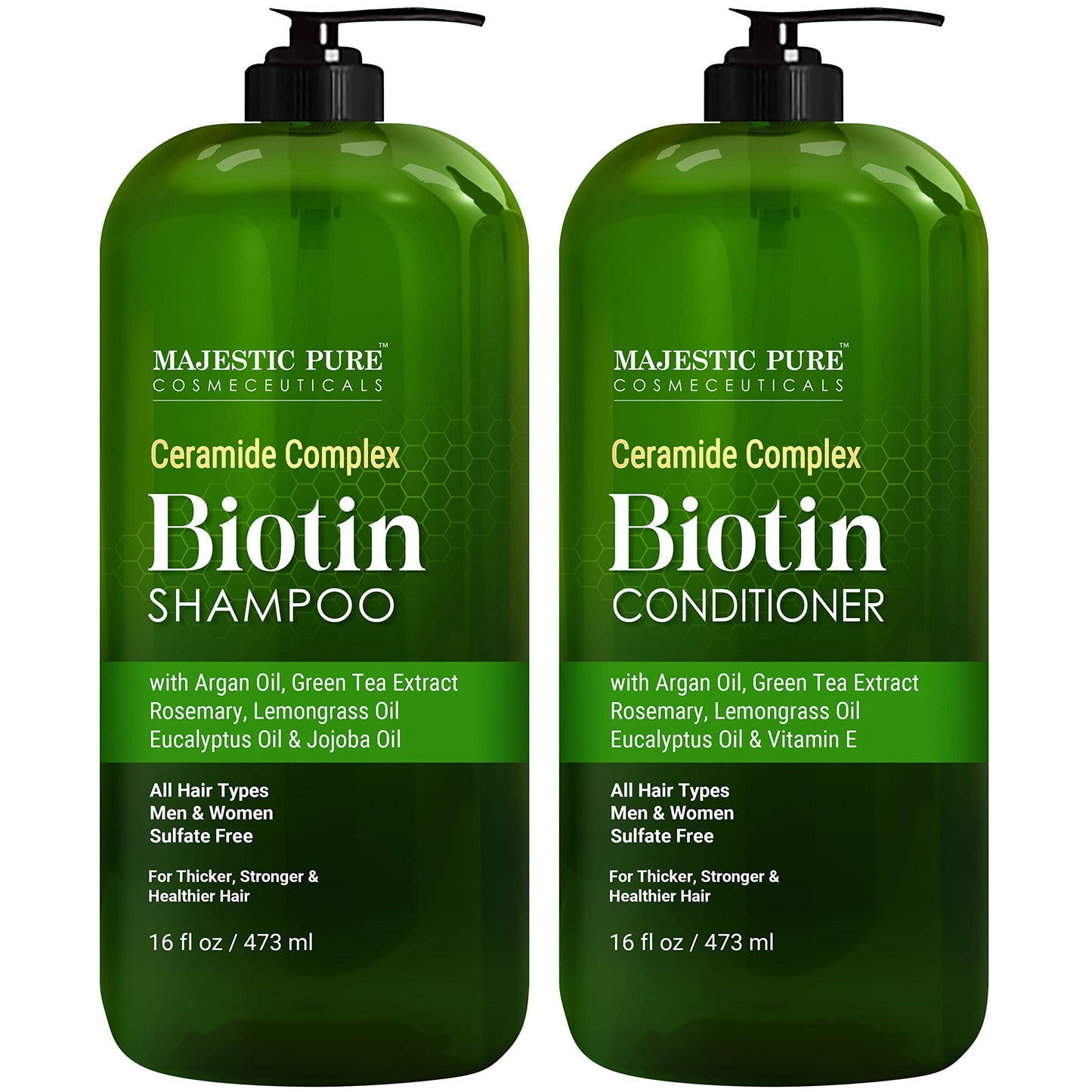 MAJESTIC PURE Biotin Shampoo and Conditioner Set - With Essential Oils & Ceramides - Helps Hair Growth, Thickening, Dry & Colored Hair - Sulfate Free Beauty & Personal Care Majestic Pure