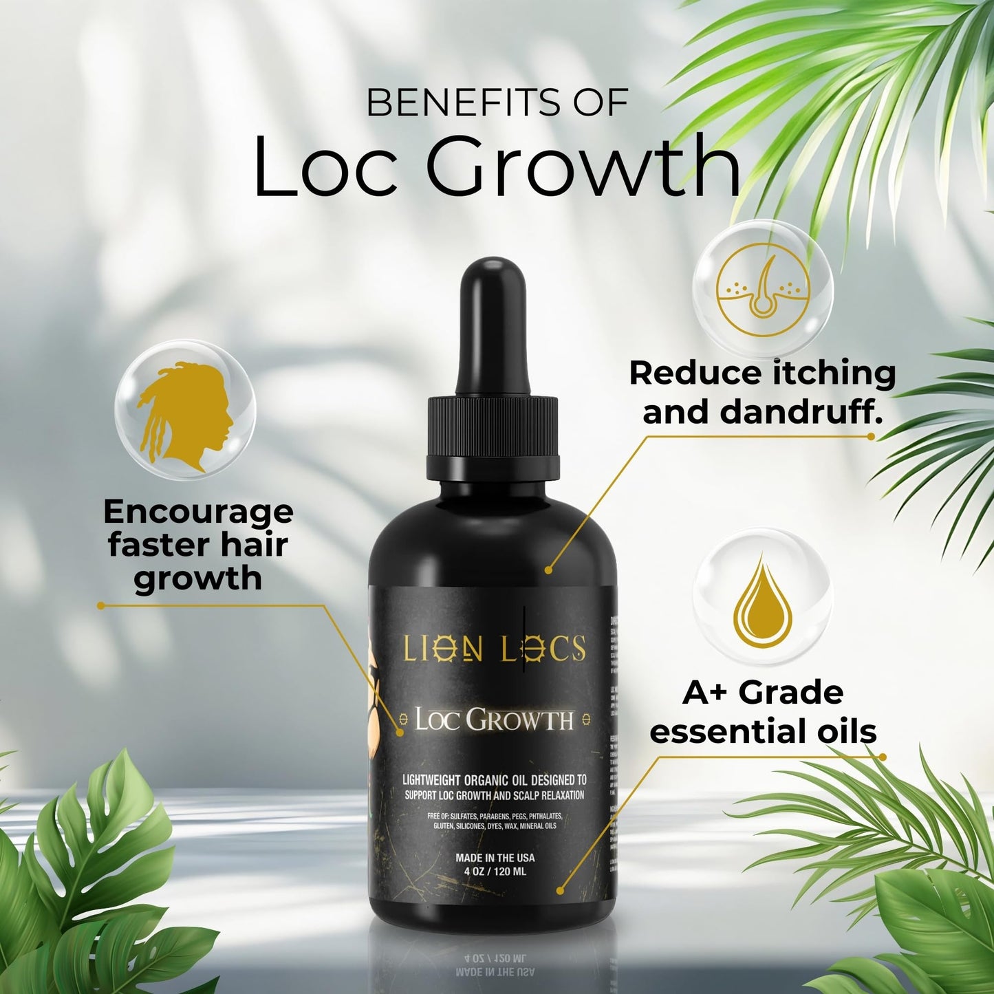 Lion Hair Growth Oil and Scalp Relaxer | Light Styling for Dreadlocks, Braidlocks, Braids, Faux Locs, Crochet Locs, Boho Locs, or Sisterlocks (4oz) Beauty & Personal Care Beard Gains