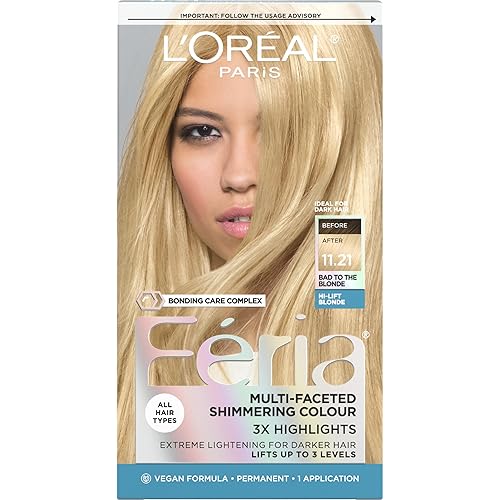 L'Oreal Paris Feria Multi-Faceted Shimmering Permanent Hair Color, 11.21 Bad to the Blonde (Ultra Pearl Blonde), Pack of 1 Hair Dye Kit Beauty & Personal Care L'Oreal Paris
