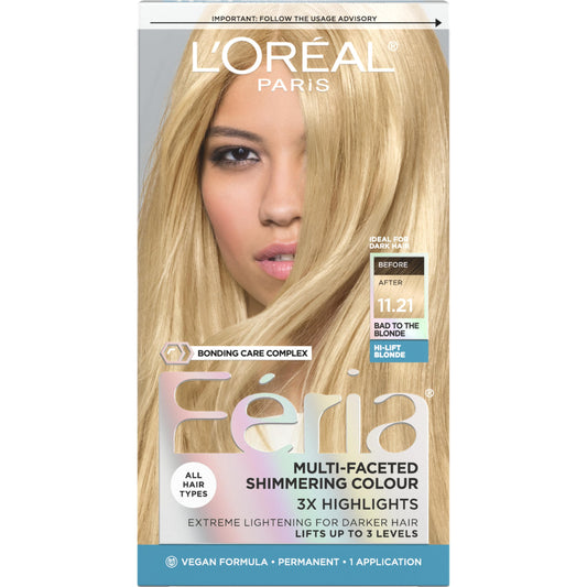 L'Oreal Paris Feria Multi-Faceted Shimmering Permanent Hair Color, 11.21 Bad to the Blonde (Ultra Pearl Blonde), Pack of 1 Hair Dye Kit Beauty & Personal Care L'Oreal Paris