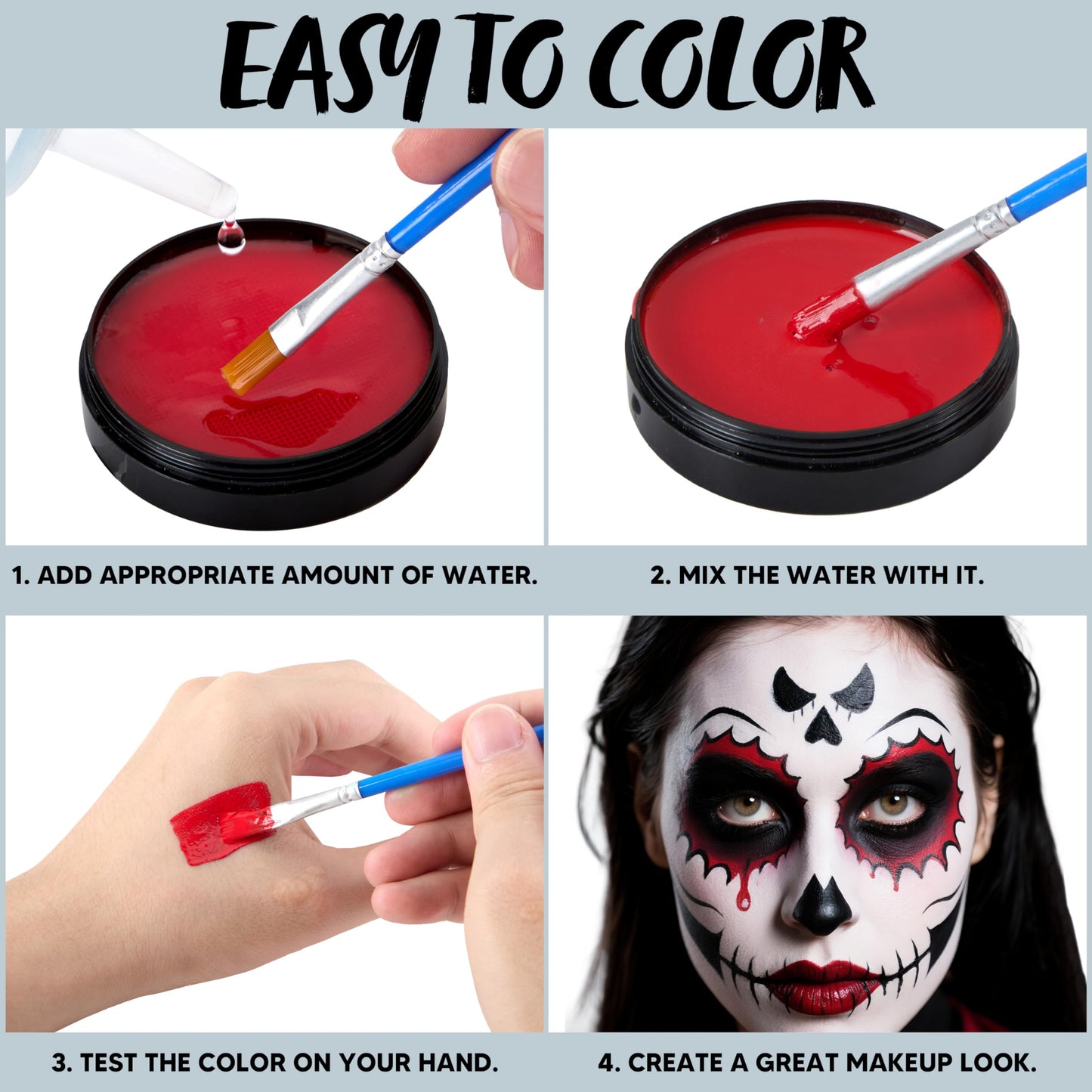 Spooktacular Creations 3PCS Halloween Makeup Face Body Paint Waterproof Foundation Cream Cake Tub, Halloween Party Cosplay Clown Sfx Costume Dress Up Beauty & Personal Care Spooktacular Creations