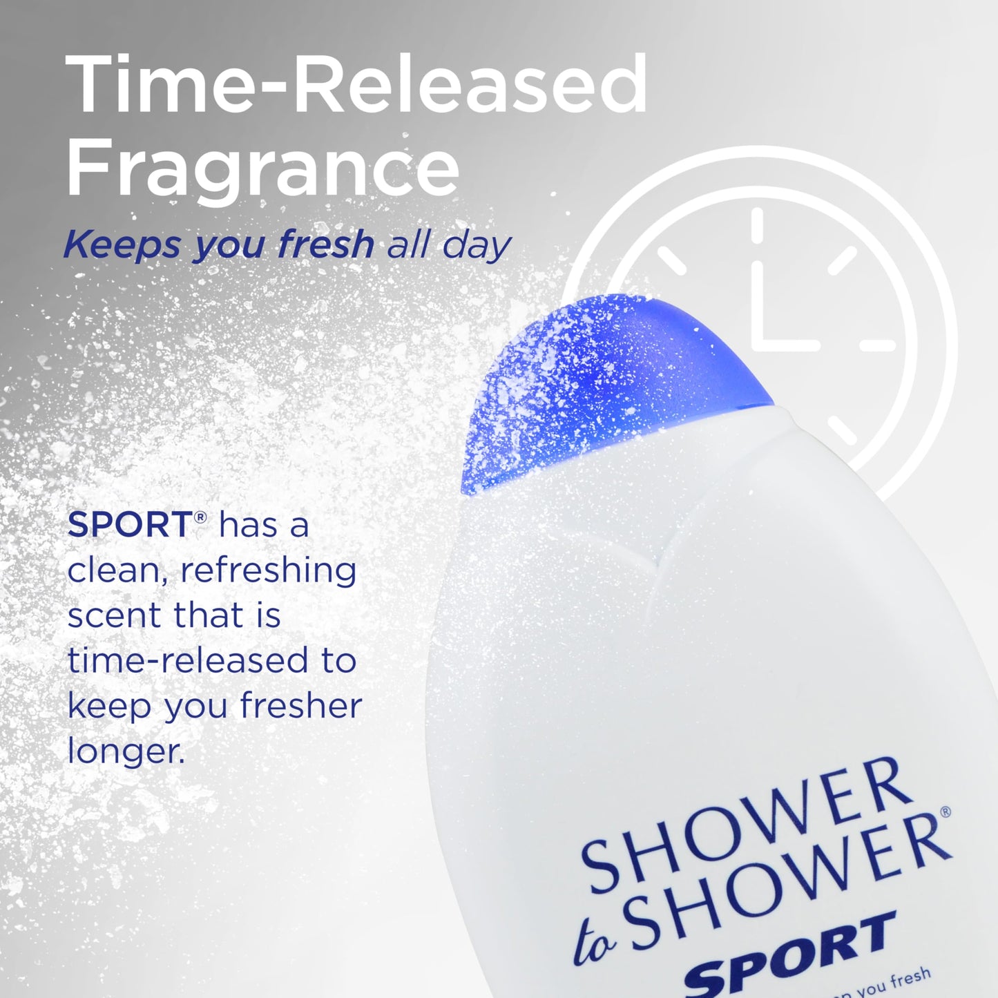 Shower to Shower Sport Body Powder for Men & Women, Talc Free, Sweat Absorbing, Prevents Chafing & Odor, Deodorizing All Over Body Powder for Long Beauty & Personal Care Shower To Shower