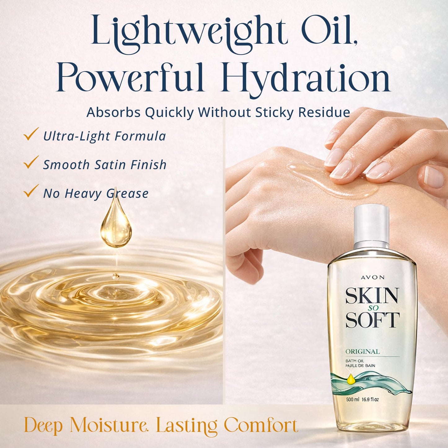 AVON Skin So Soft Original Bath Oil for Women, Moisturizing Body Oil with Jojoba Oil for Dry Skin, 16.9 fl oz Hydrating Shower Oil; Perfect as Beauty and Personal Care AVON