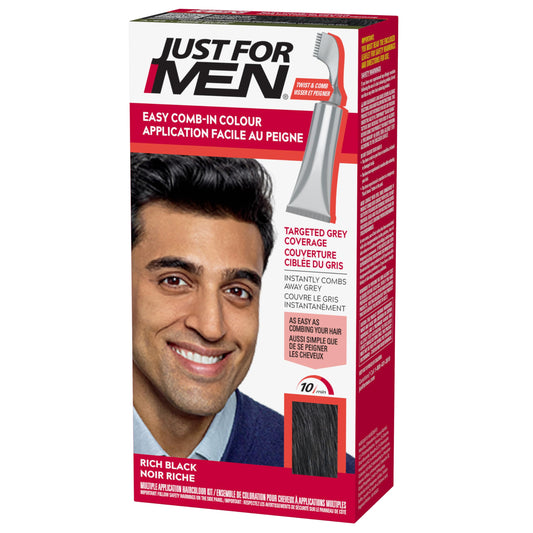 Just For Men Easy Comb-In Color Mens Hair Dye, Easy No Mix Application with Comb Applicator - Rich Black, A-65, Pack of 1 Beauty & Personal Care Just for Men