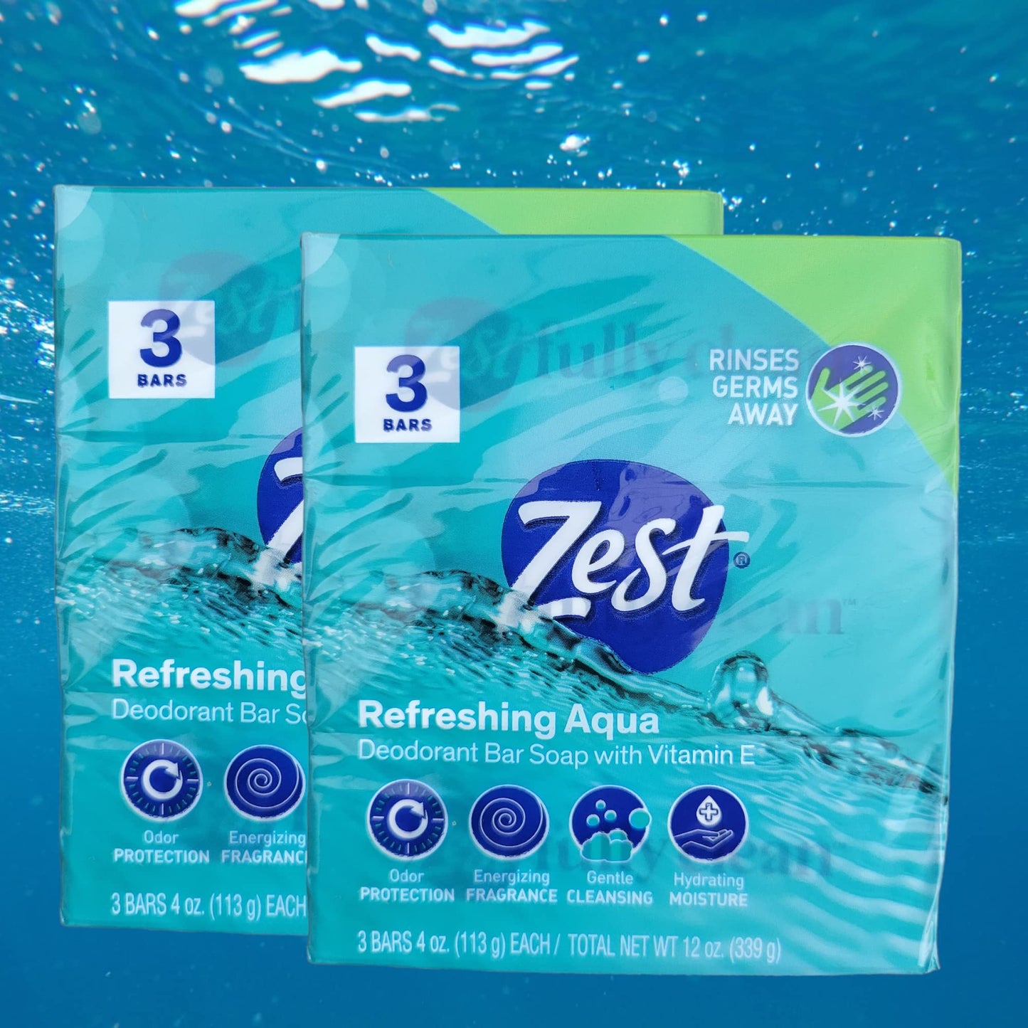 Zest Refreshing Aqua Bars Deodorant Bar Soap with Vitamin E, 3 Bars 4 OZ (113g) Each - 2 Pack Beauty & Personal Care Zest