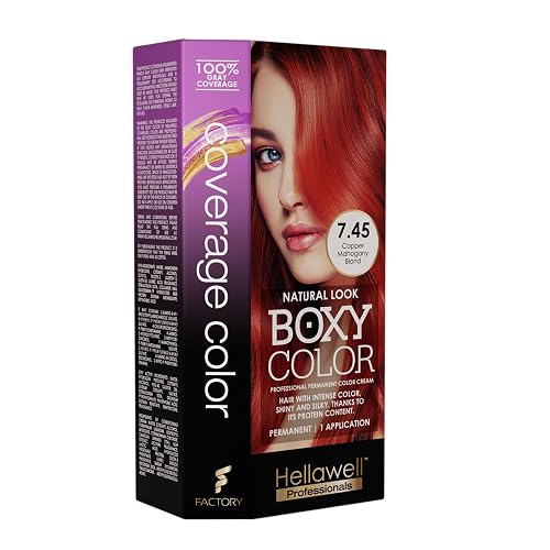 BOXY COLOR Coloring kit professional, permanent color cream hair dye with Vegetal Protein to get Hair with intense color shiny and silky. 100% Gray Beauty & Personal Care HELLAWELL PROFESSIONALS