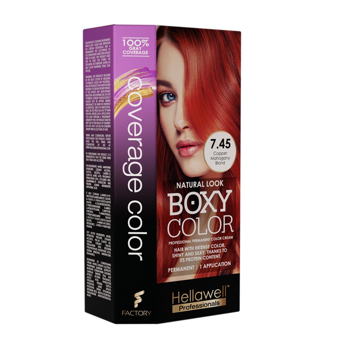 BOXY COLOR Coloring kit professional, permanent color cream hair dye with Vegetal Protein to get Hair with intense color shiny and silky. 100% Gray Beauty & Personal Care HELLAWELL PROFESSIONALS