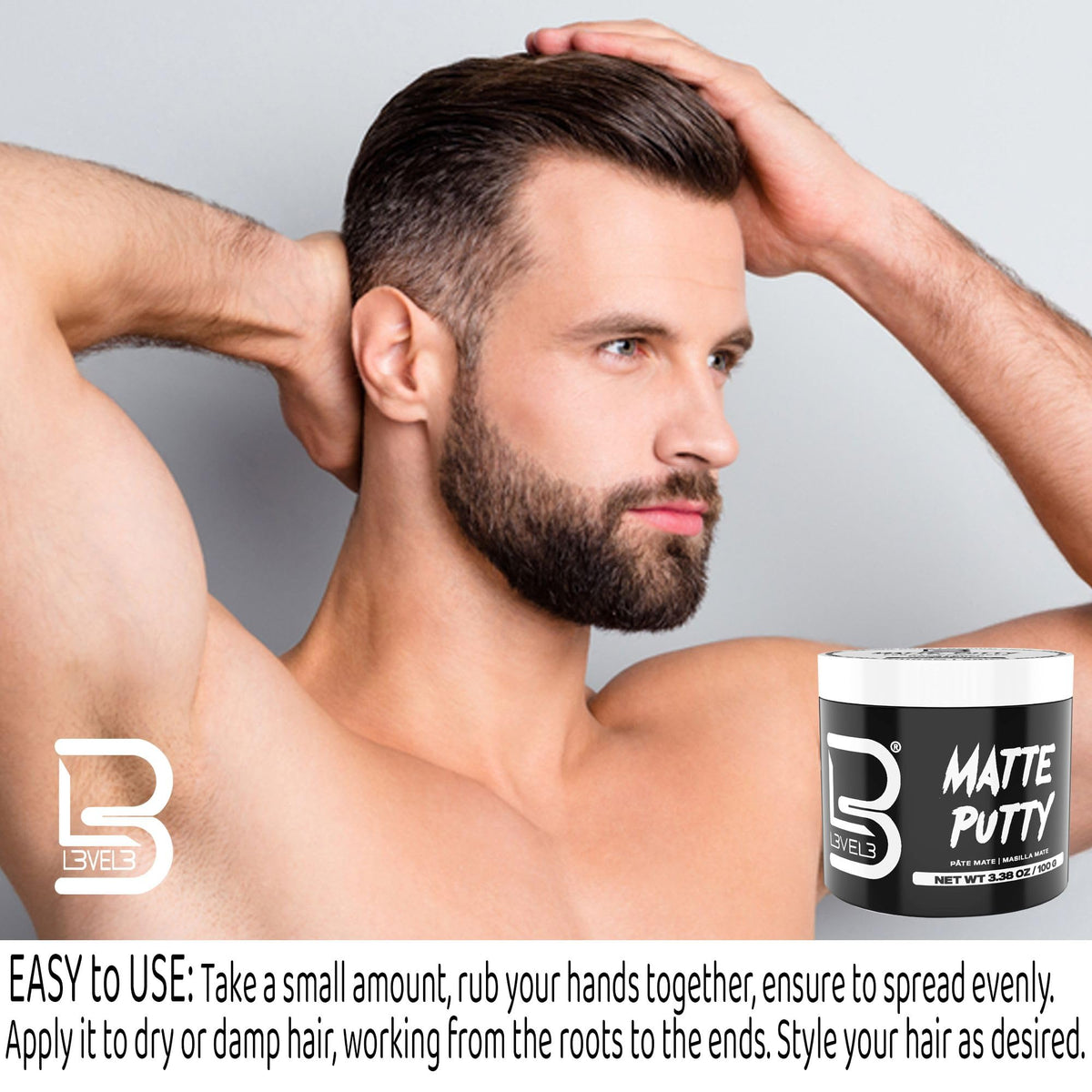 L3 Level 3 Matte Putty - Grooming Hair Product for Women and Men - Hair Texturizing Putty with Matte Finish (3.5 Ounce (Pack of 1)) Beauty & Personal Care L3
