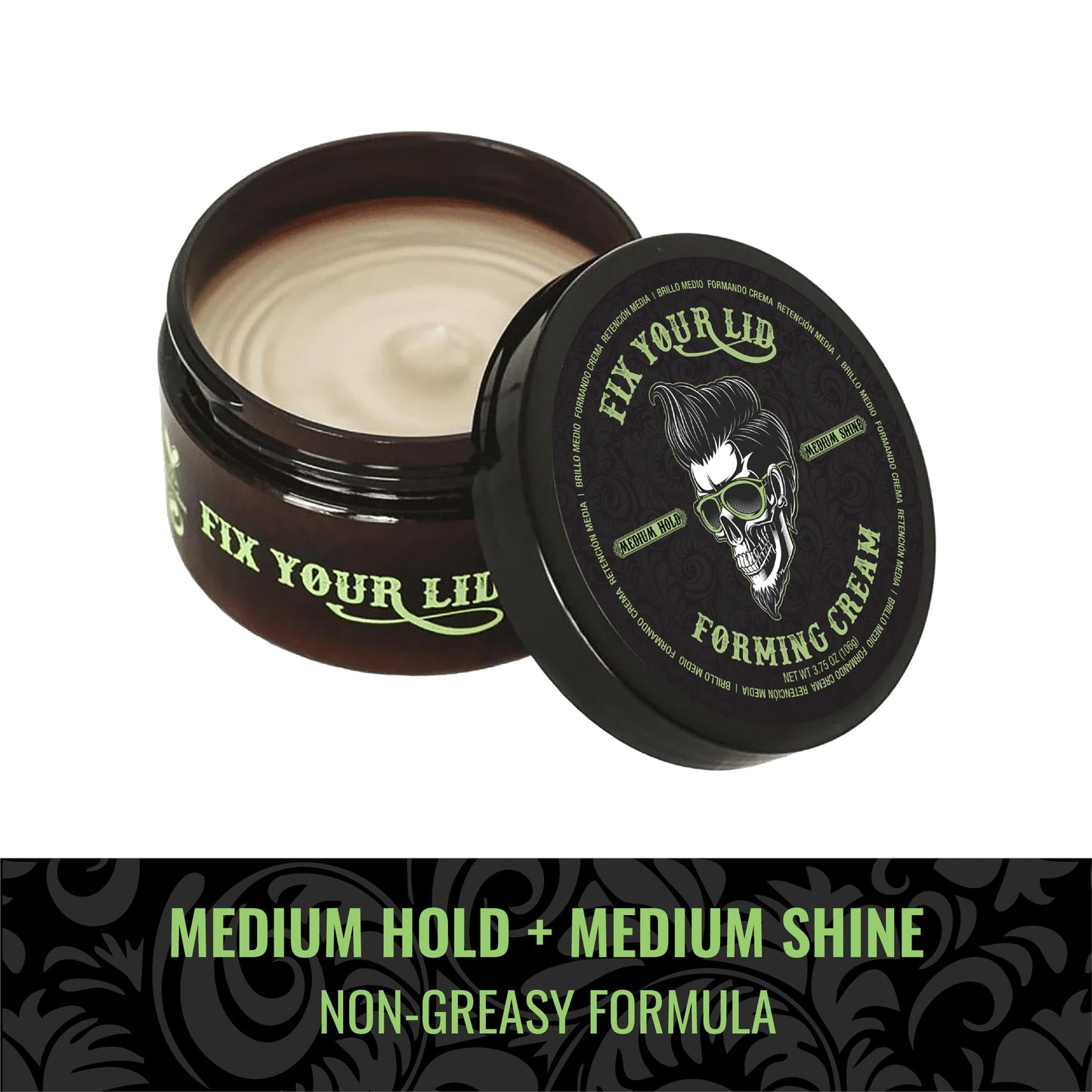 Fix Your Lid Forming Cream 3.75 oz Medium Hold Hair Cream For Men - Mens Hair Gel Medium Shine - All Day Hold Styling Cream For All Hairstyles - Easy Beauty & Personal Care Fix Your Lid