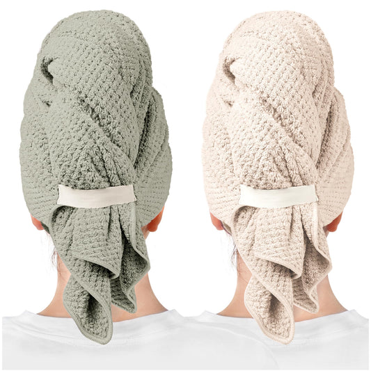ROLSHOL 2 Packs Large Microfiber Hair Towels for Women, Super Absorbent & Quick Dry Hair Towel Wrap for Curly Hair Long & Short Hair- Anti-Frizz Hair Beauty and Personal Care ROLSHOL Default Title