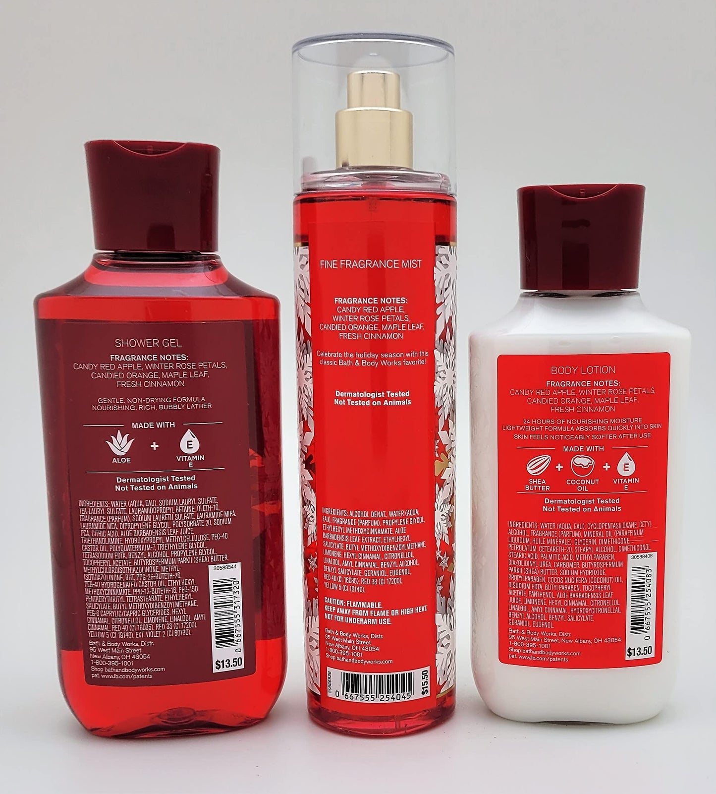 Bath & Body Works - Winter Candy Apple - 3 pc Bundle Trio -Shower Gel, Fine Fragrance Mist and Super Smooth Body Lotion - Winter 2021 Full Size Beauty and Personal Care Bath & Body Works