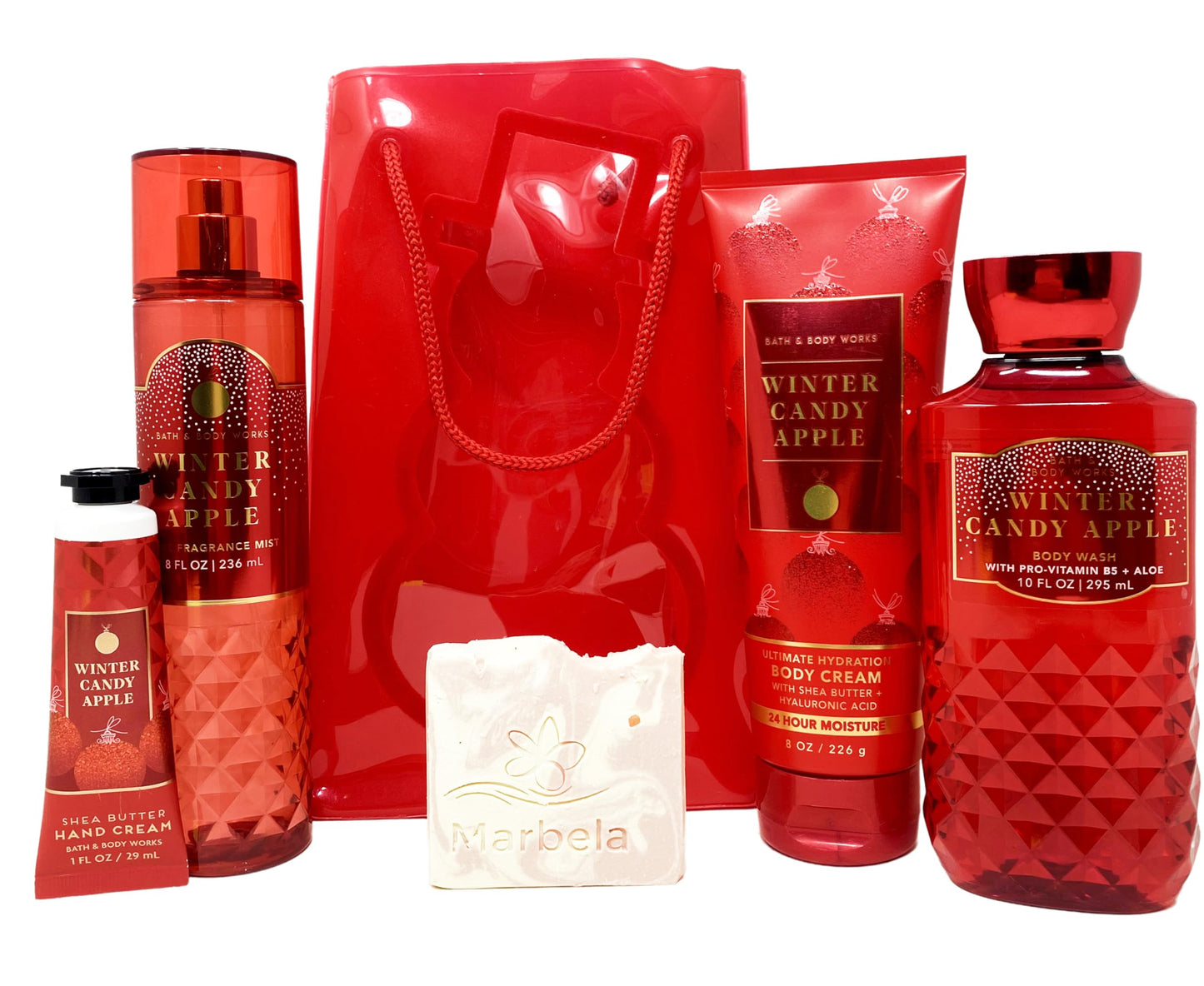Bath & Body Works Winter Candy Apple Gift Bag Set - Fine Fragrance Mist, Body Cream, Body Wash and Hand Cream With a Himalayan Salts Springs Sample Beauty and Personal Care Bath & Body Works