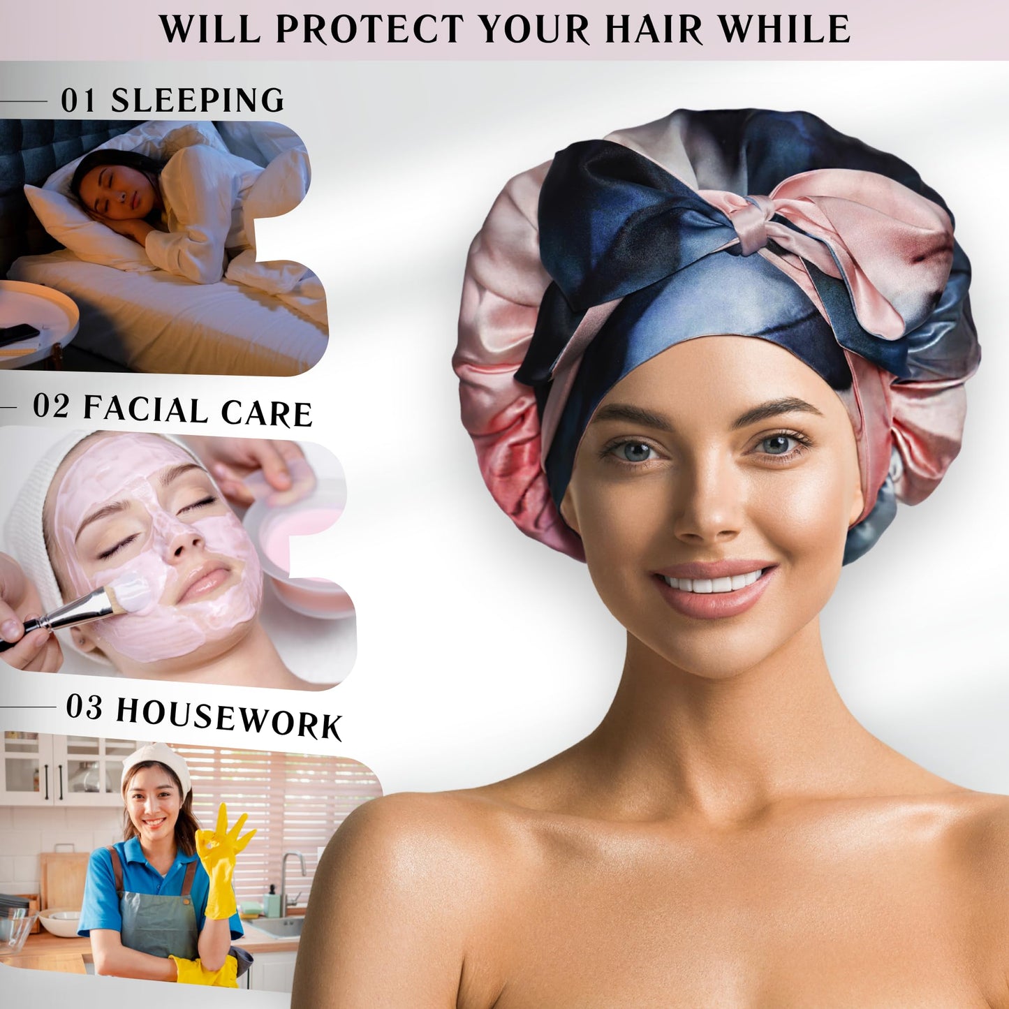 100% Mulberry Silk Bonnet with Ties - Adjustable 19 Momme Double-Layer Reversible Hair Wrap - Stay-On Sleep Cap for Women, Curly Hair, Natural Hair Beauty and Personal Care Nochka Fashion