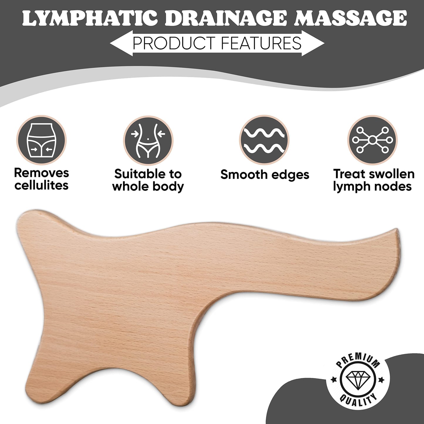 Lymphatic Drainage Paddle Wood & Dry Skin Brush Set - Anti-Cellulite Tools for a Healthier Lymphatic System With Body Brush Beauty and Personal Care GustoGoods