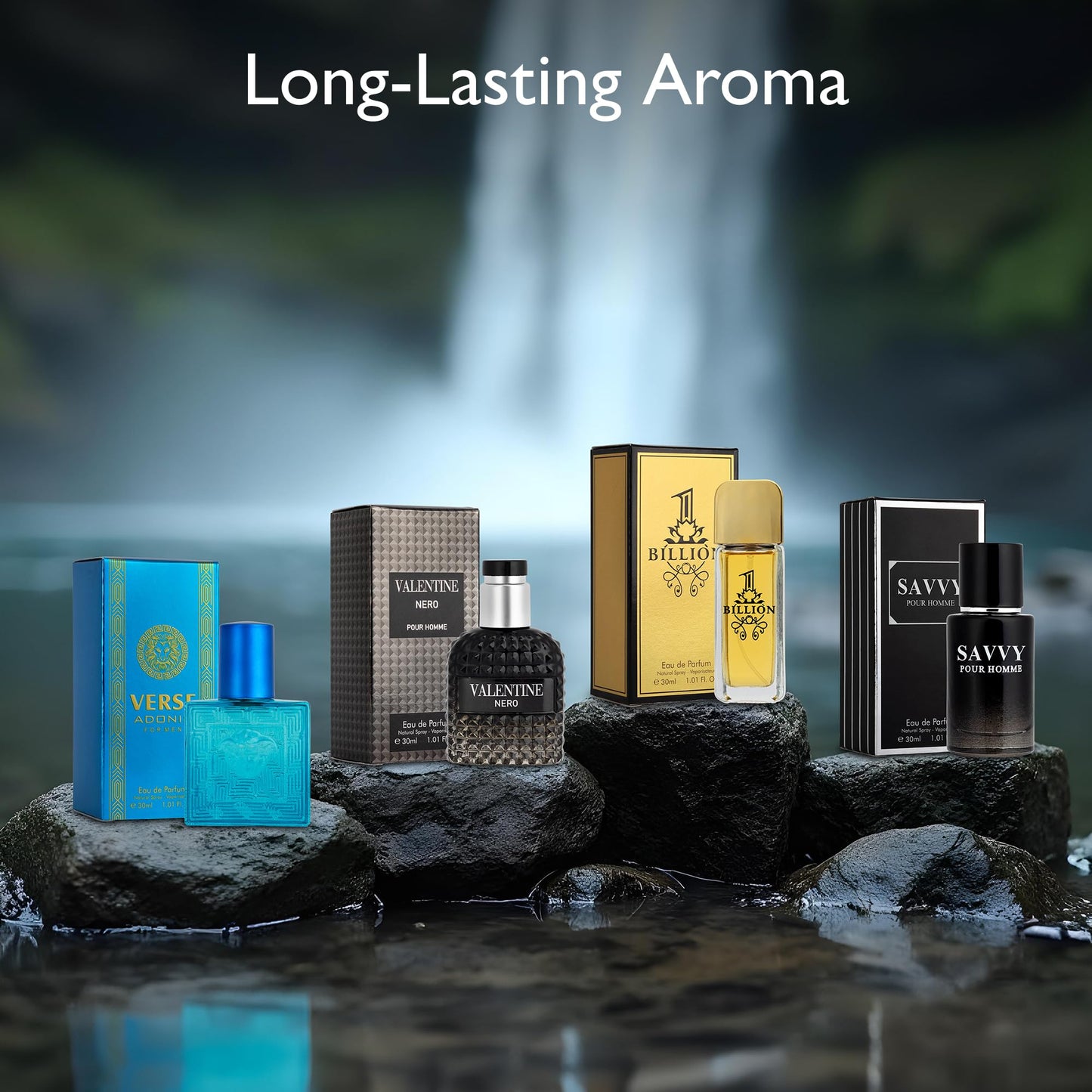 Signature Scent 4-Piece Mini Fragrance Set for Men Includes Savvy/1 Billion/Verse/Valentine Collection of Woody, Spicy, Citrus & Aromatic Fragrance Beauty & Personal Care NovoGlow