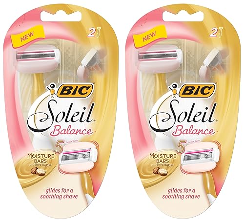 Bic Soleil Balance Razor For Women - Moisture Bars With Shea Butter - 2 Count Razors Per Package - Pack of 2 Packages Beauty & Personal Care BIC