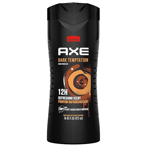 AXE Body Wash 12h Refreshing Scent Dark Temptation Dark Chocolate Men's Body Wash with 100 percent Plant-Based Moisturizers 16 oz Beauty & Personal Care AXE
