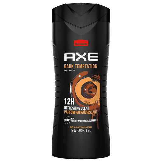AXE Body Wash 12h Refreshing Scent Dark Temptation Dark Chocolate Men's Body Wash with 100 percent Plant-Based Moisturizers 16 oz Beauty & Personal Care AXE
