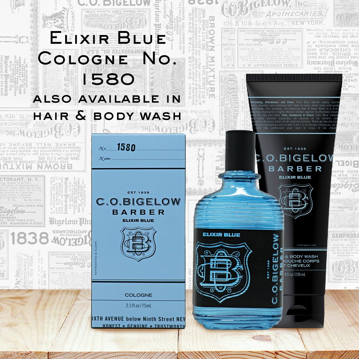 C.O. Bigelow Elixir Blue Cologne for Men, Watery Marine Fragrance, Long Lasting Men's Cologne, Elixir Perfume for Men, 2.5 Fl Oz Beauty & Personal Care C. O. Bigelow