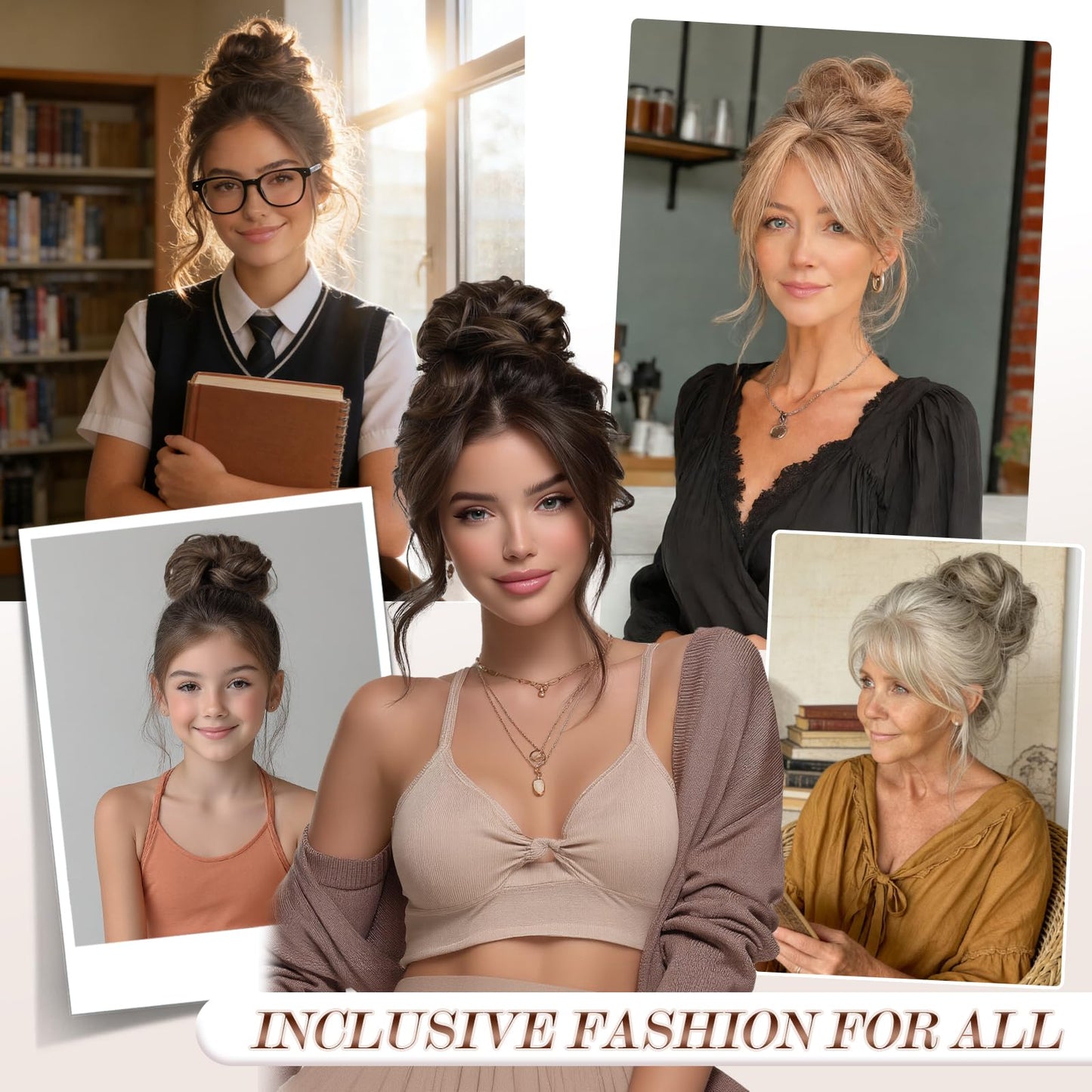 FESHFEN Messy Bun Hair Piece - Wavy Synthetic Chignon Scrunchies for Instant Volume, Elastic Ponytail Bun Hair Extensions Thick Hairpieces for Women Beauty and Personal Care FESHFEN