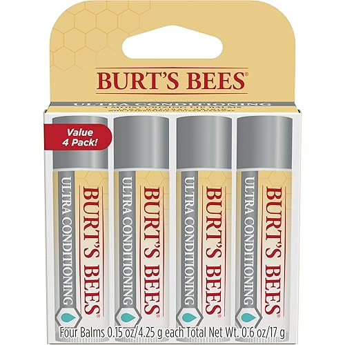 Burt's Bees Lip Balm, Moisturizing Lip Care, 100% Natural Origin, Ultra Conditioning with Shea, Cocoa & Kokum Butter (4 Pack) Beauty & Personal Care Burt's Bees