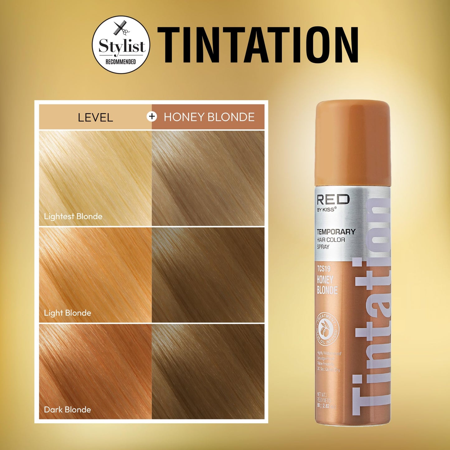 Red by Kiss Tintation Temporary Hair Color Spray, Instant Gray Root Touch Up Coverage, Water-Resistant & Smudge-Proof, Easy Wash Out, Barber Beauty & Personal Care Red by Kiss