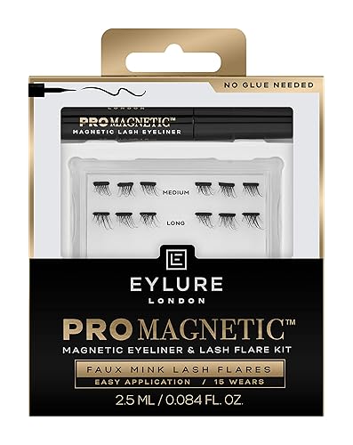 Eylure PROMAGNETIC Magnetic Eyeliner and False Lashes Kit, Faux Mink Flares, Medium and Long, No Glue Needed Beauty & Personal Care Eylure