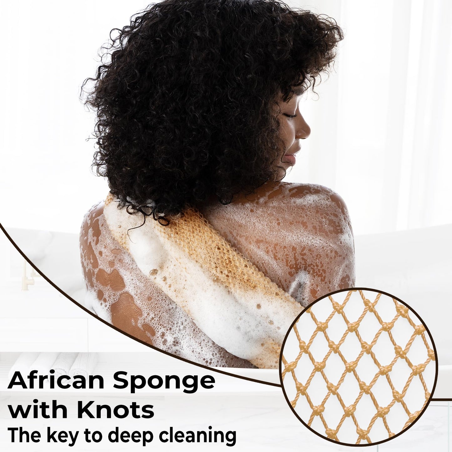 African Net Sponge Authentic with Knots - Afroscrub Exfoliating Net Sponge for Body Scrubber Exfoliator - Real African Bath Back Scrubber Washcloth Beauty and Personal Care MINISENTIALS