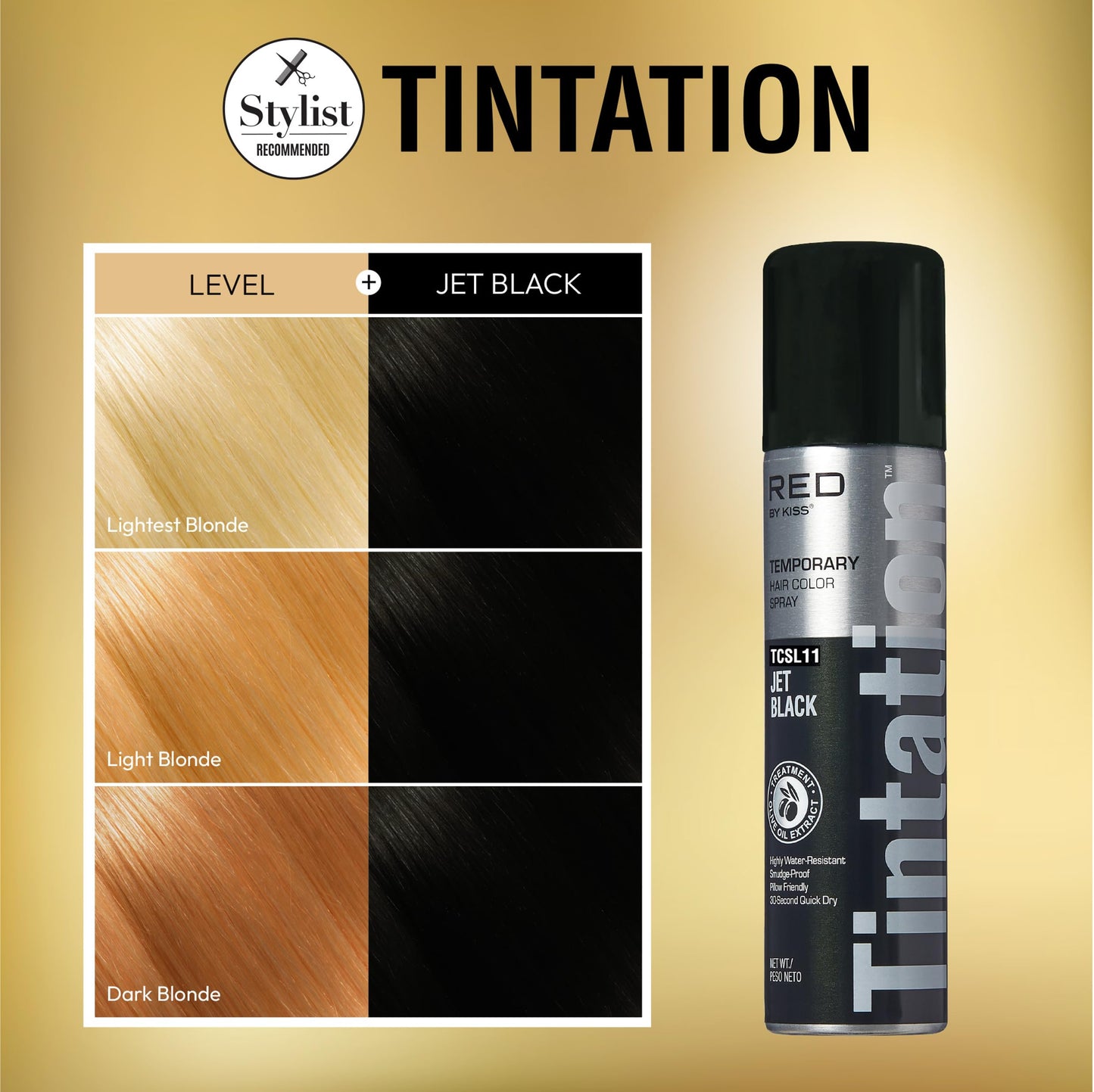 Kiss Root Cover Up Gray Concealer Spray Tintation Temporary Hair Color Spray Root Touch Up Hair Dye Large Size 6 oz. (Jet Black) Beauty & Personal Care Red by Kiss