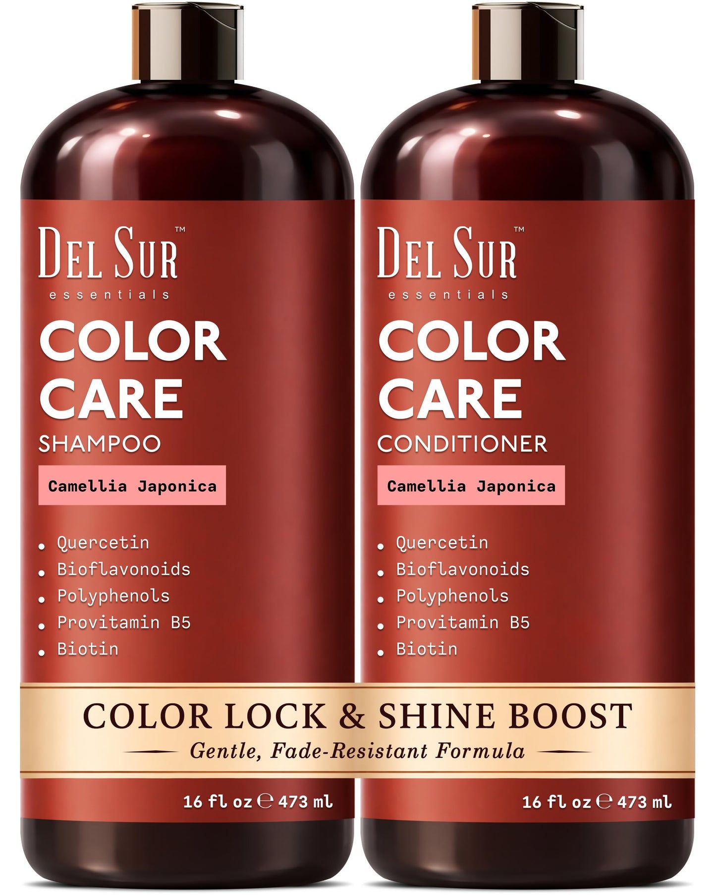 DEL SUR Color Safe Shampoo and Conditioner Set for Color Treated Hair | Camellia Japonica, Quercetin & Biotin | Anti-Frizz & Hydrating | 16 fl oz Each Beauty & Personal Care DEL SUR