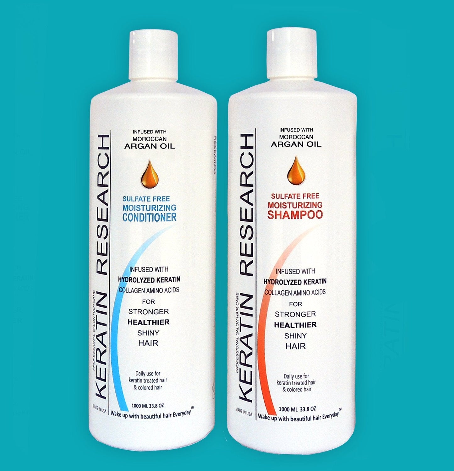 Sulfate Free Shampoo & Conditioner 2x 1000ml Bottles Value Set infused with Moroccan Argan Oil, By Keratin Research post keratin treatment shampoo Beauty & Personal Care KERATIN RESEARCH