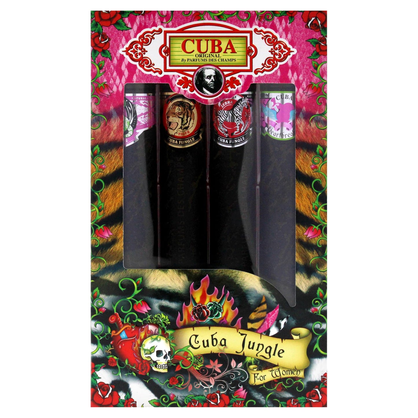 Cuba Jungle 4 Pieces Gift Set for Women, (Snake + Tiger + Zebra + Heartbreaker 4×1.17 Ounce Eau de Parfum Spray) Beauty & Personal Care Cuba