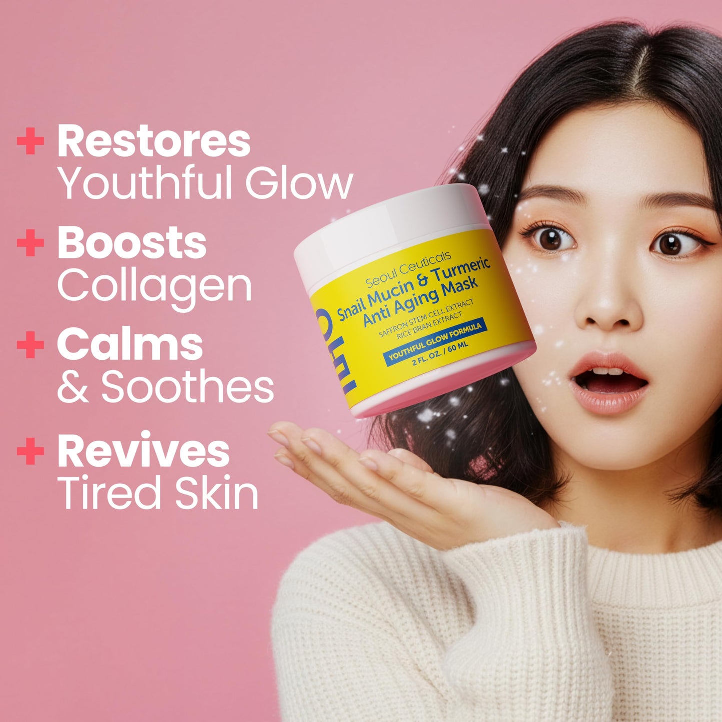 SeoulCeuticals Korean Face Mask Skin Care - Snail Mucin Turmeric Mask for Face - Cruelty Free K Beauty Anti Aging Face Mask for Healthy, Youthful Glow Beauty & Personal Care SeoulCeuticals