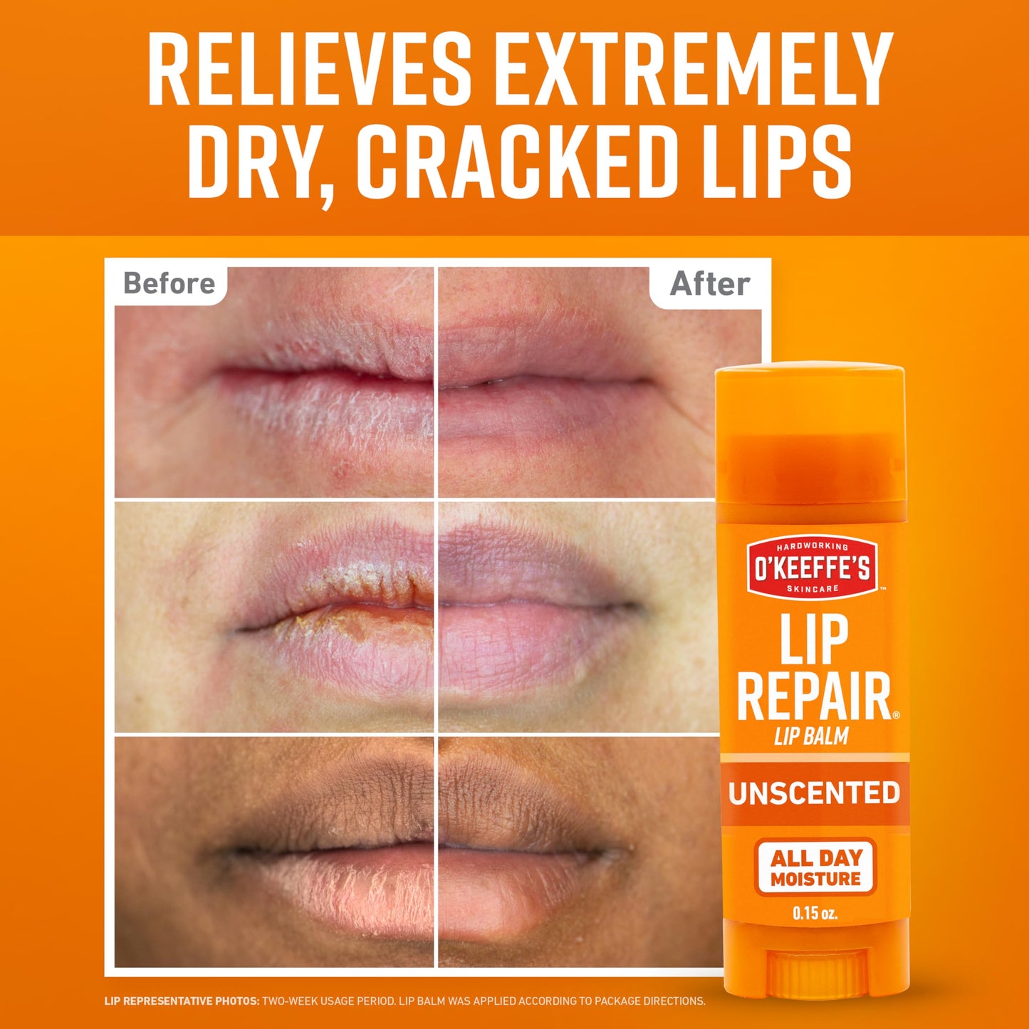 O'Keeffe's Lip Repair Unscented Lip Balm for Dry, Cracked Lips - Stick (6 Pack) - Moisturizer for Very Dry Lips Beauty and Personal Care O'Keeffe's